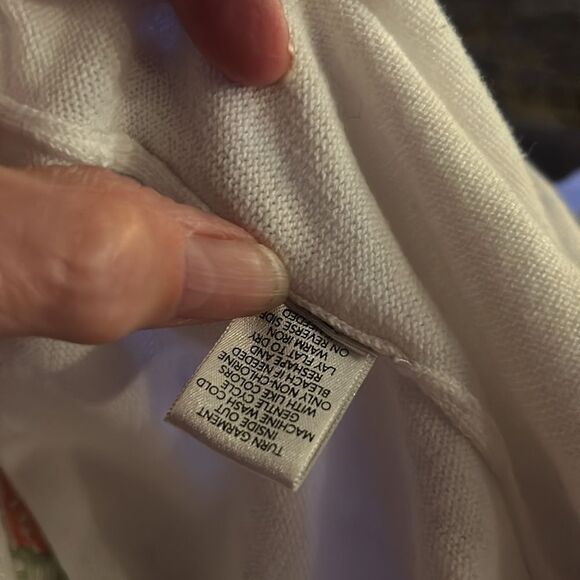 XL Christopher & Banks cardigan sweater white tropical theme long sleeve - Picture 6 of 6